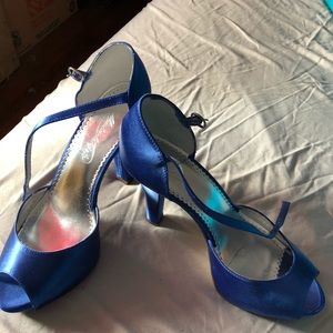 Blue high heel shoes